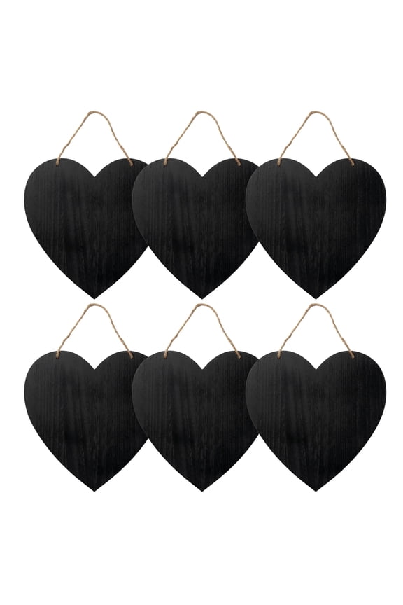 Unfinished Wood Chalkboard Heart Plaque Set, 6 pack