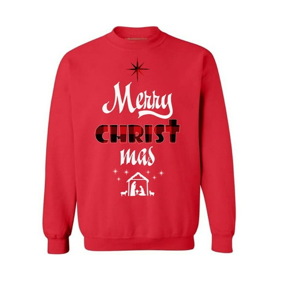 Plaid Unisex Sweater Xmas Gifts Merry Christmas Sweater Jesus Sweatshirt for Men Happy Holidays Christian Sweater for Women Christ Sweater Jesus Crewneck Sweatshirt Christian Cross Top