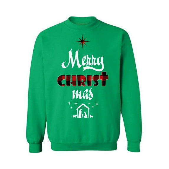 Plaid Unisex Sweater Xmas Gifts Merry Christmas Sweater Jesus Sweatshirt for Men Happy Holidays Christian Sweater for Women Christ Sweater Jesus Crewneck Sweatshirt Christian Cross Top