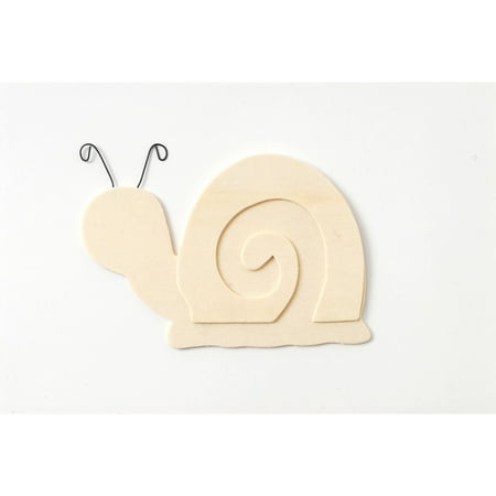 Plaid Unpainted Wood 3D Layered Shape, Snail, 1 Each, 4" x 3"