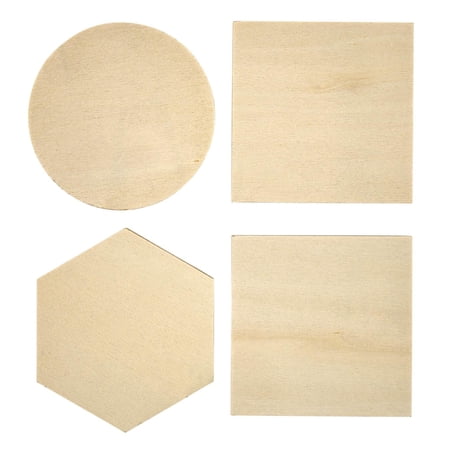 Plaid Unpainted Wood Shapes for Crafting, Set of 4, Chunky Shapes