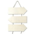 thumbnail image 1 of Plaid Unpainted Wood Surface Beige Directional Sign with Rope, Arrow, 15.5" x 14.5", 1 of 7