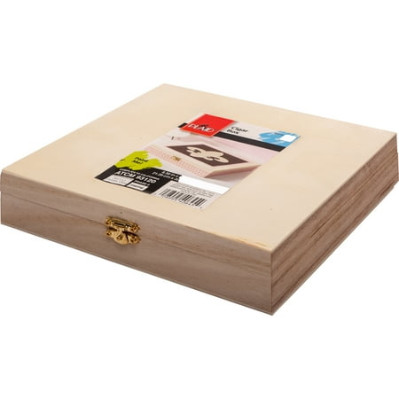 Plaid 40645E Unpainted Wood Surface, Cigar Box, 1 Piece, 8.53" x 8.13" x 1.75"