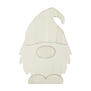 Plaid Unpainted Wood Surface Layered Shape, Gnome, 7"