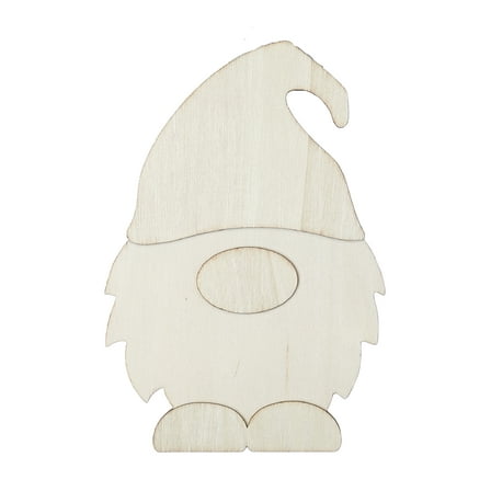 Plaid Unpainted Wood Surface Layered Shape, Gnome, 7"