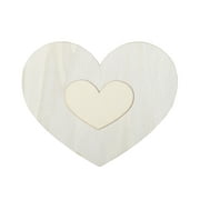 Plaid Unpainted Wood Surface Layered Shape, Heart, 7"