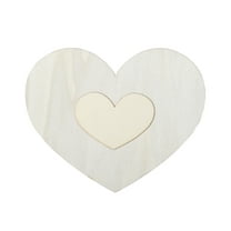 Plaid Unpainted Wood Surface Layered Shape, Heart, 7"