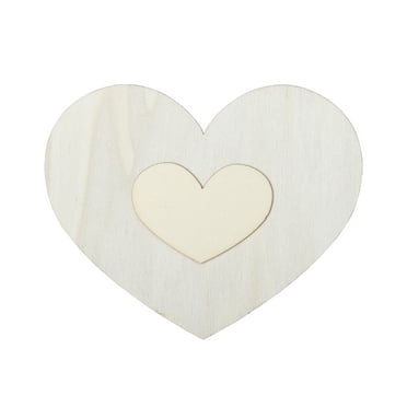 Plaid Unpainted Wood Surface Layered Shape, Heart, 7"