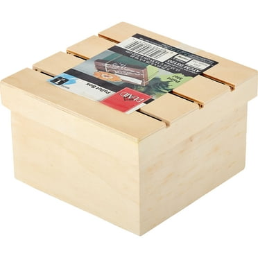 Plaid Unpainted Wood Surface, Pallet Box, 1 Piece, 5.25" x 5.25" x 3"