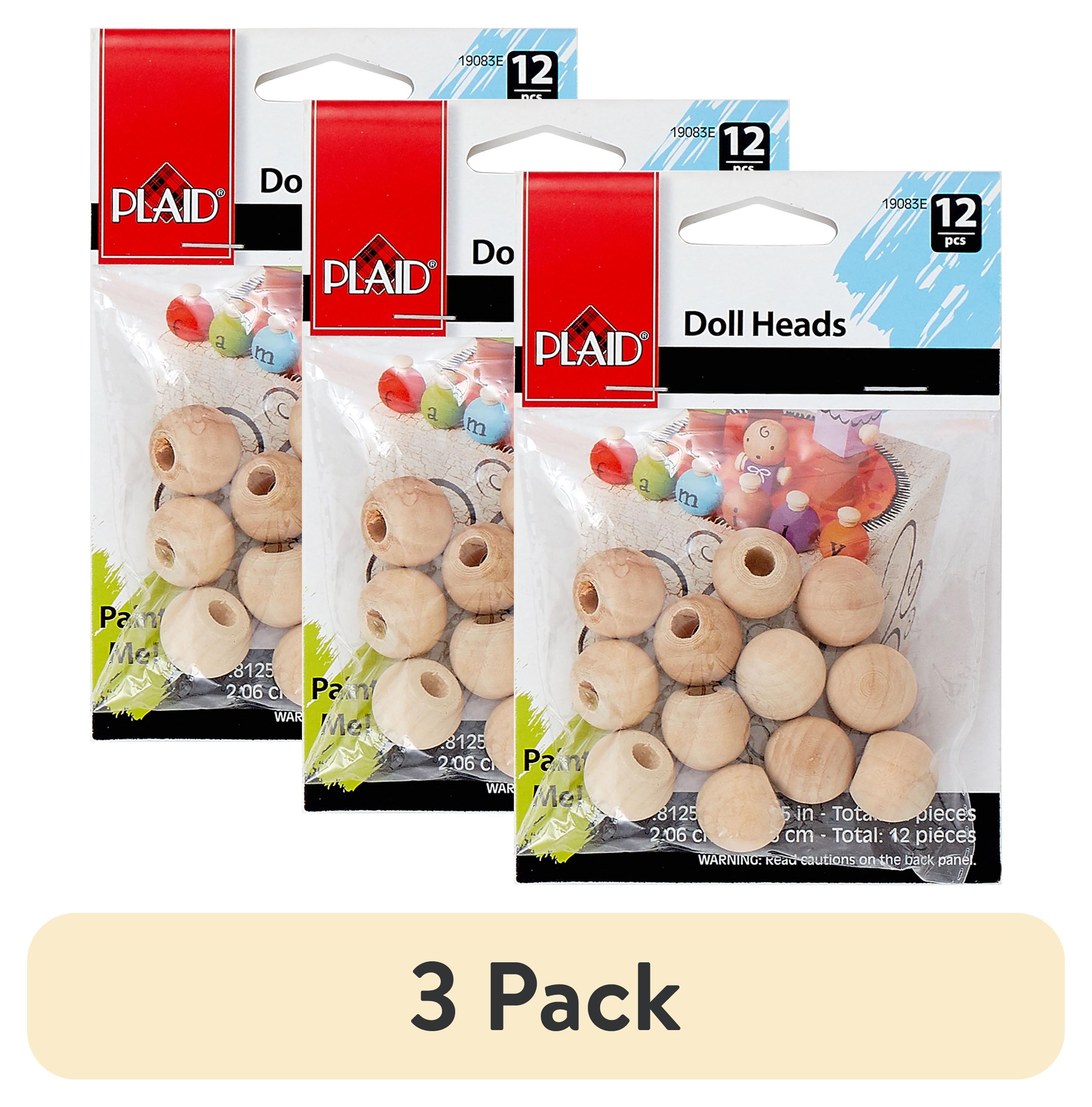 (3 pack) Plaid Unpainted Wood Surface, Small Wood Knobs, 12 Piece