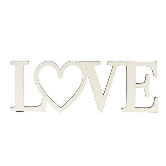 Plaid Unpainted Wood Surface Word, Love, 7"
