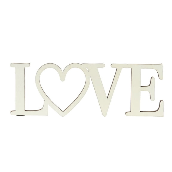 Plaid Unpainted Wood Surface Word, Love, 7"