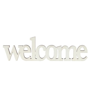 Plaid Unpainted Wood Surface Word, Welcome, 7"