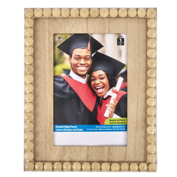 Plaid Unpainted Wood Surfaces Beaded Frame, 4" x 6" Opening