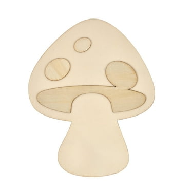 Plaid Unpainted Wood Surfaces, Mushroom, 7"