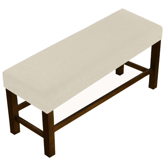 Plaid Upholstered Bench Slipcover, Stretch Dining Room Bench Covers Elastic Bench Seat Protector Dining Bench Cover Removable Washable for Living Room, Bedroom-Natural-Small