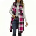 thumbnail image 1 of Plaid Vest for Women Sleeveless Fall Winter Long Jackets Button Up Fashion Cardigan Outerwear Wool Coat (M, Hot Pink), 1 of 5