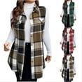 thumbnail image 1 of Plaid Vests for Women 2024 Trendy Sleeveless Button Down Flannel Shirt Jacket with Pocket Fall Winter Outerwear, 1 of 6