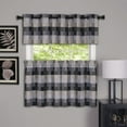 thumbnail image 1 of Plaid Window Kitchen Curtain Privacy Sheer 3-Piece Tier Panel Pair and Valance: 57" x 24", Tier Pair & Valance, Black/Beige, 1 of 4