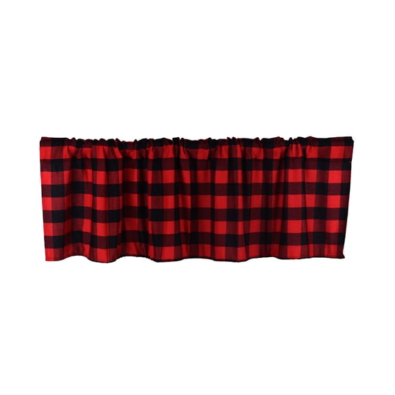 Plaid Window Valance, Classic Cottage Style Curtain, Rod Pocket Light Blocking Drape, 55.12x15.35 Inch Lattice Window Decor for Kitchen Living Room Interior Layout