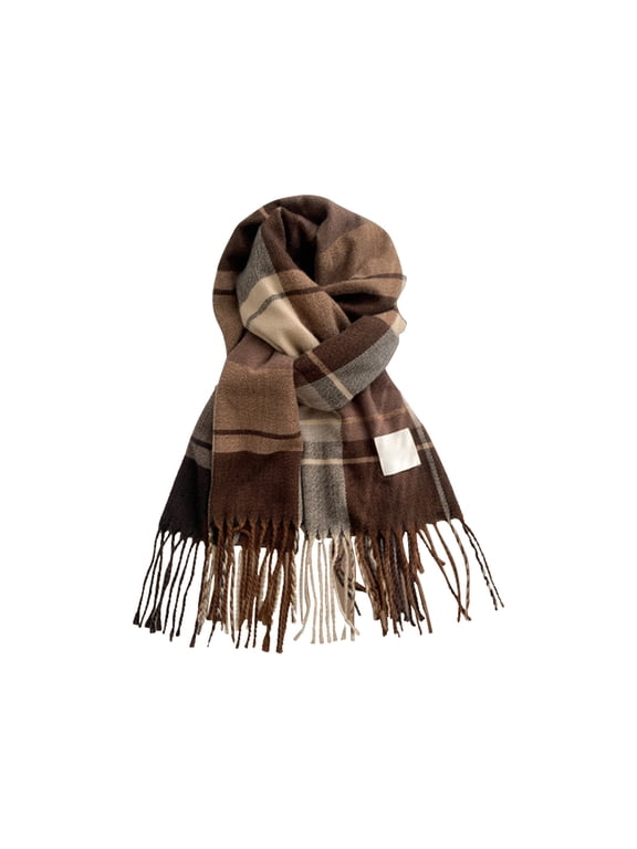 Plaid Winter Scarf for Women, Womens Fall Super Soft Classic Winter Scarf,Long Plaid Shawls and Wraps,Feel Blanket Pashmina Scarves,Warm Shawl Tassel Oversized Scarves Thick Wraps Brown