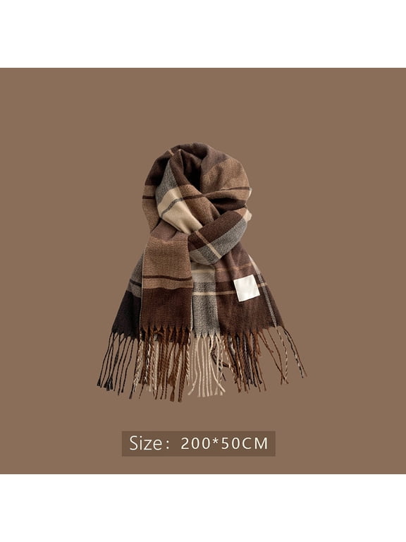 Plaid Winter Scarf for Women, Womens Fall Super Soft Classic Winter Scarf,Long Plaid Shawls and Wraps,Feel Blanket Pashmina Scarves,Warm Shawl Tassel Oversized Scarves Thick Wraps Brown