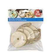Plaid Wood Surface Pine Ornaments, Set of 4, 2.5"