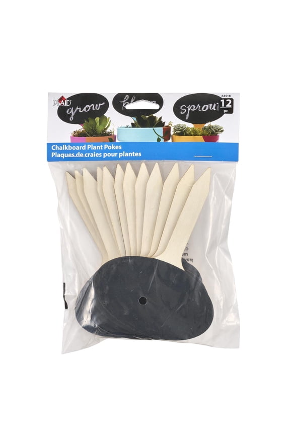 Wood Surfaces Decorative Chalkboard Plant Pokes, 12 Pc