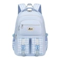 thumbnail image 1 of Plaid campus Backpack, Cute Checkered Large Capacity Bookbag Waterproof Nylon Multi Pocket Backpack for Teenagers, Lightweight Campus Backpack with Side Mesh Pockets, Unisex Plaid Print Backpack, 1 of 4