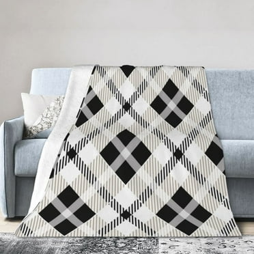 Plaid checkered tartan black Flannel Blanket Funny Ultra-Soft Micro Warm Throw Blanket Fleece Blanket Interesting Gift 50"x40"