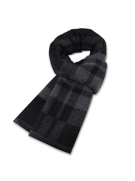 Plaid fringe scarf Soft long cotton scarf for men