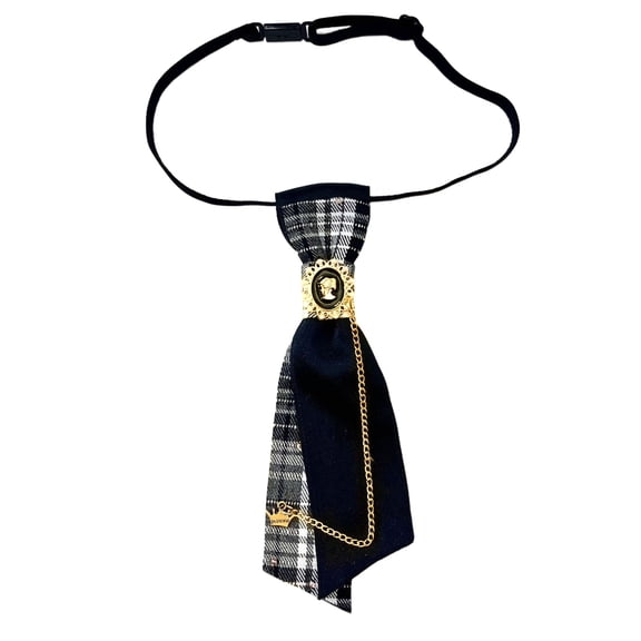 Plaids Chain Neck Tie Daily Wear Tie Costume Accessory Neck Tie for Campus Event