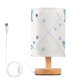 Plaids Rabbits Blue Dots Table Lamp with USB Port LED Warm Light Lamp Night Light Home Decor