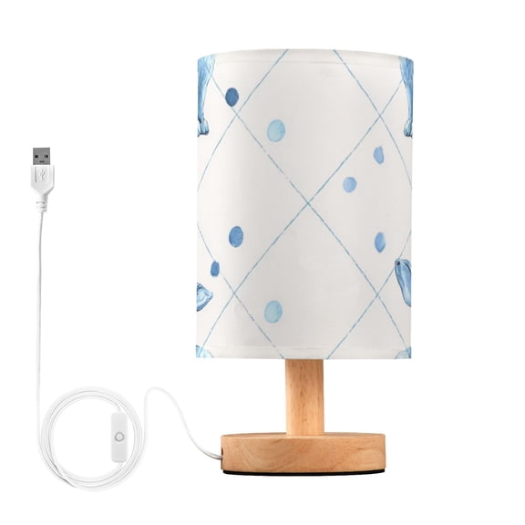 Plaids Rabbits Blue Dots Table Lamp with USB Port LED Warm Light Lamp Night Light Home Decor
