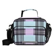 thumbnail image 1 of Plaids in Purple Black Green Insulated Lunch Bag Portable Cooler Bag Mommy Bag Large Capacity 6L, 1 of 9