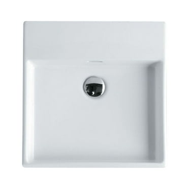 Plain 45W.00 Wall Mount Bathroom Sink in Ceramic White without Faucet Hole