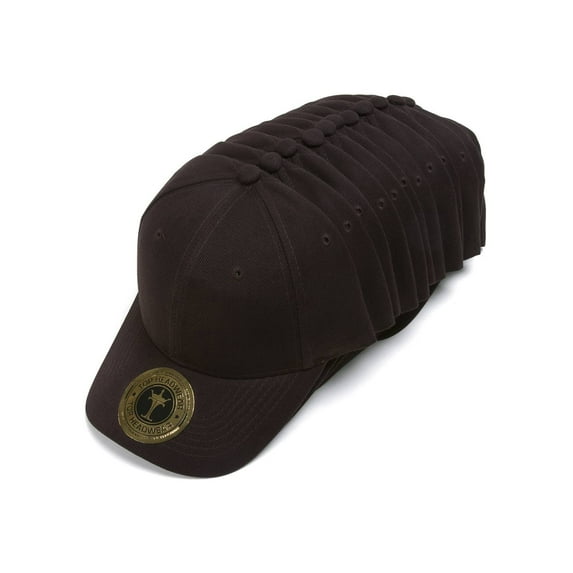 Plain Adjustable Hook & Loop Hat - 12 Pack - Brown