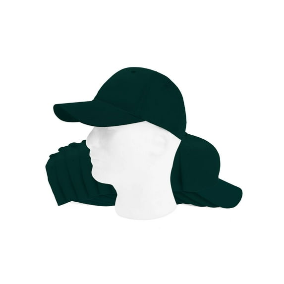 Plain Adjustable Hook & Loop Hat - 12 Pack - Forest Green
