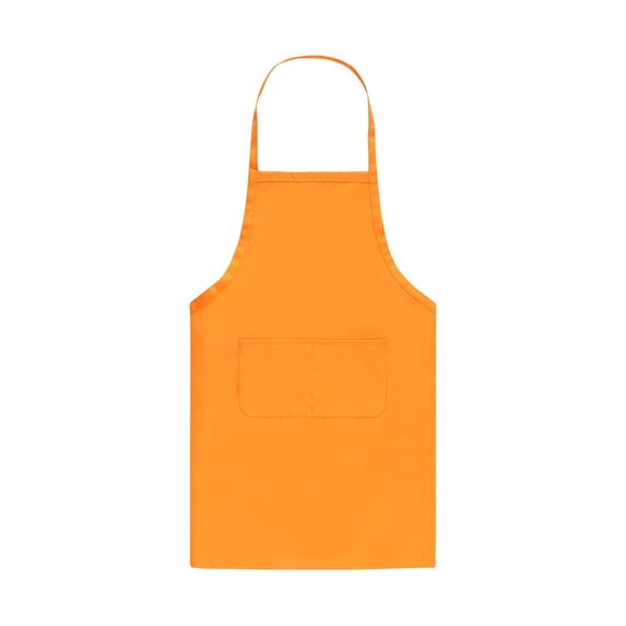 Plain Apron for Women and Men, Adjustable Kitchen Apron with Double Pockets for Cooking Baking Grilling and Chef Work, Orange