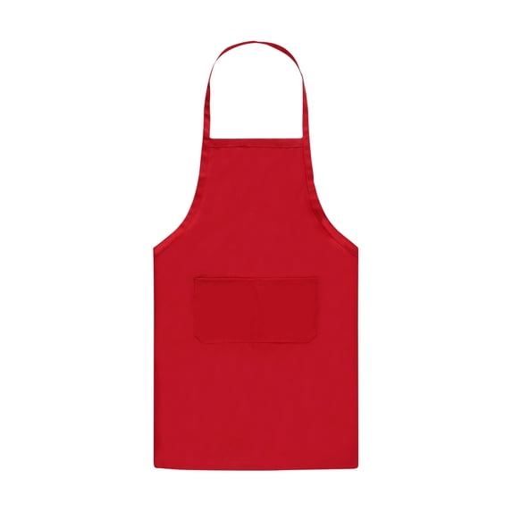 Plain Apron for Women and Men, Adjustable Kitchen Apron with Double Pockets for Cooking Baking Grilling and Chef Work, Red