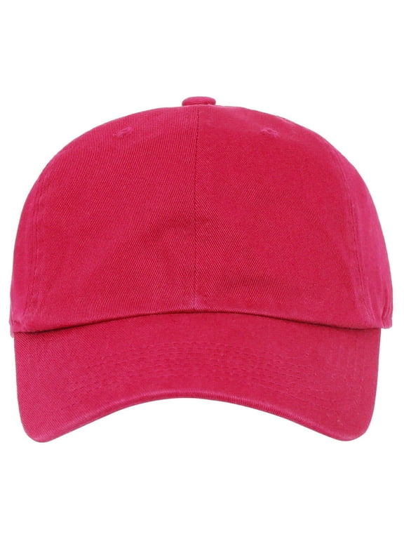 Plain BASEBALL CAP Dad Hat Low Profile Solid Cotton Pigment Adjustable (7fc047_Hot Pink)