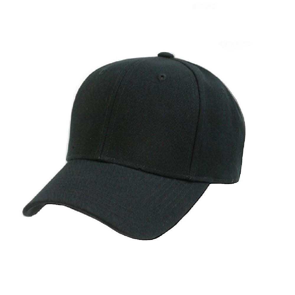 Blank Solid Color Adjustable Baseball Cap - Black