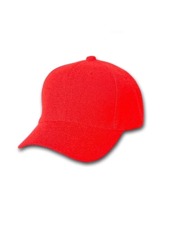 Plain Baseball Cap - Blank Hat with Solid Color and Adjustable (Red)