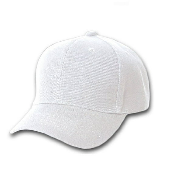 Plain Baseball Cap - Blank Hat with Solid Color and Adjustable (White)
