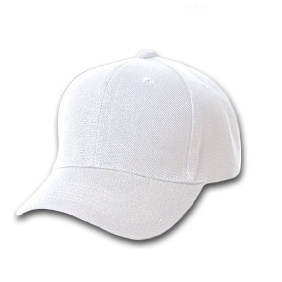 Plain Baseball Cap - Blank Hat with Solid Color and Adjustable (White)