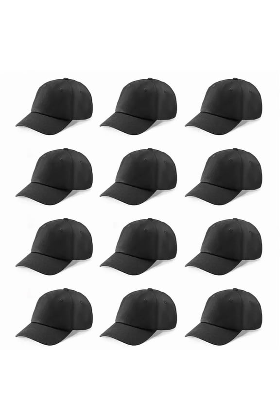 Plain Baseball Cap Bulk 12 Pcs Breathable Cotton Fabric