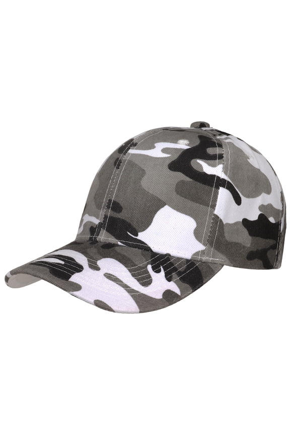 Plain Baseball Dad Cap Adjustable Size for Outdoor Activities Grey Camouflage