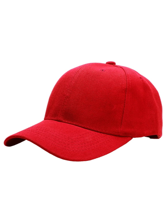 Plain Baseball Dad Cap Adjustable Size for Outdoor Activities Red