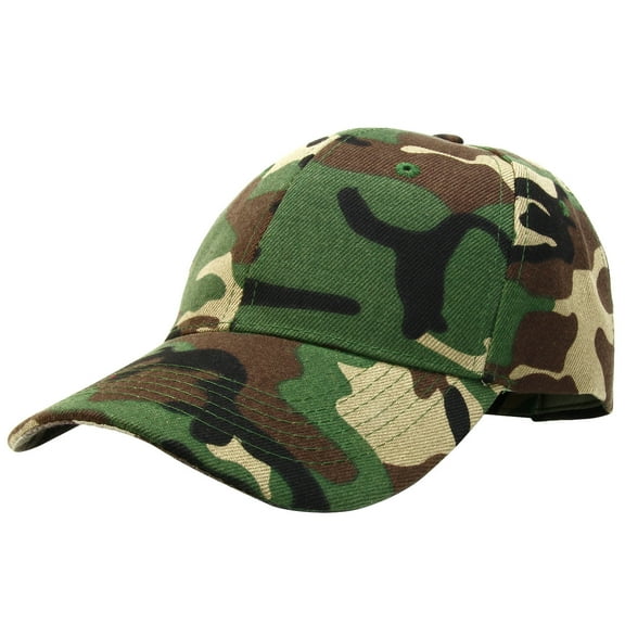Plain Baseball Dad Cap Adjustable Size for Outdoor Activities Woodland Camouflage