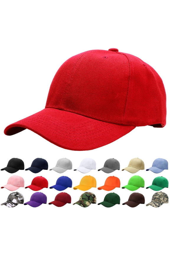 Plain Baseball Dad Cap Adjustable Size for Running Workouts and Outdoor Activities Red